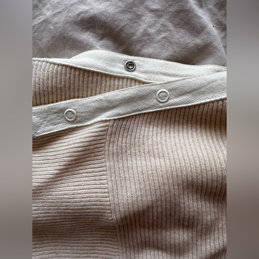 T by Alexander Wang Merino Wool Snap Shoulder Sweater Cream Size L - Picture 11 of 15